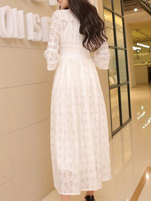 Lace 3/4 Sleeve Midi Dress - alternate view 4