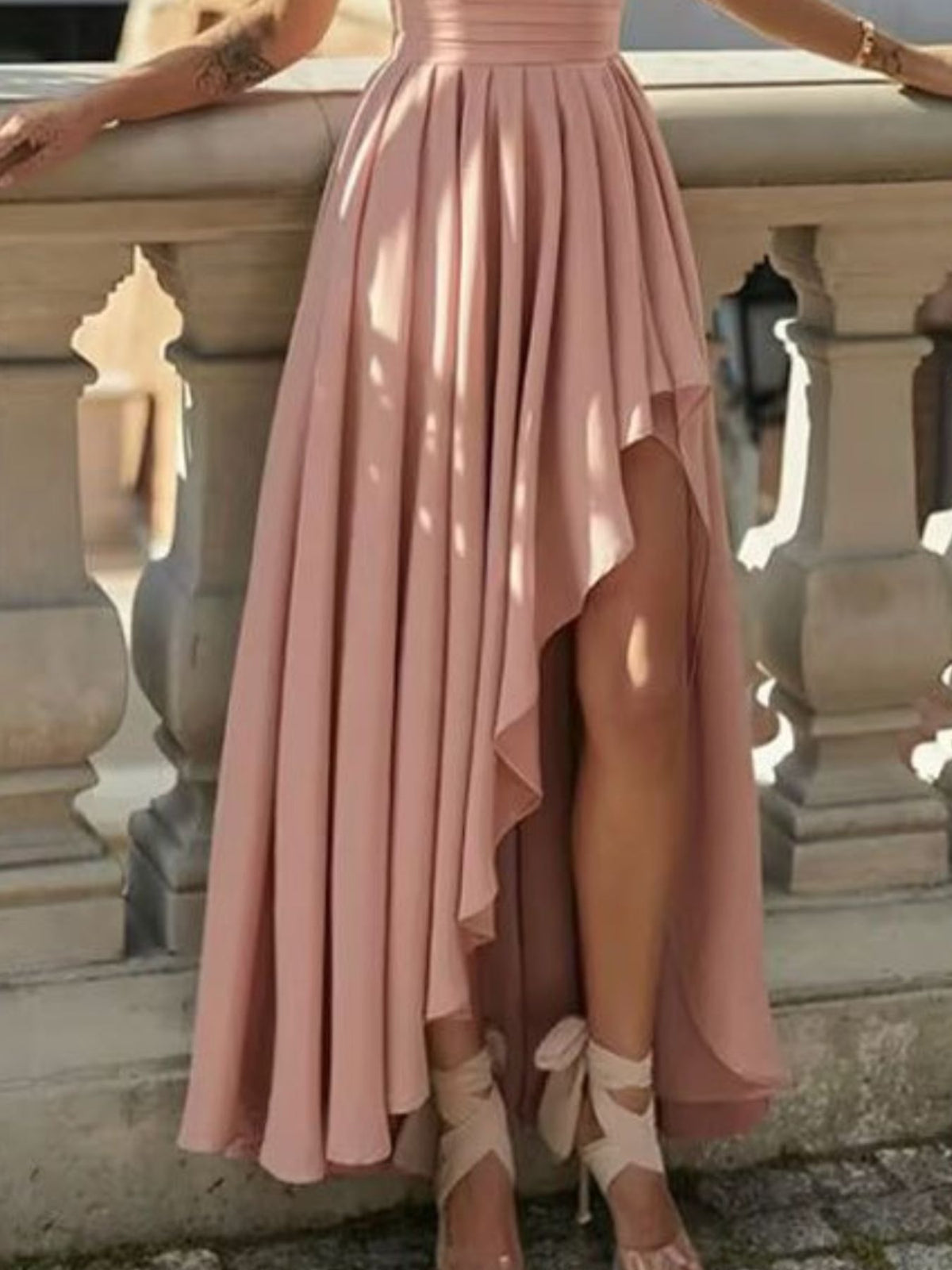 Full Size One-Shoulder Asymmetrical Hen Dress Plus Size - alternate view 2