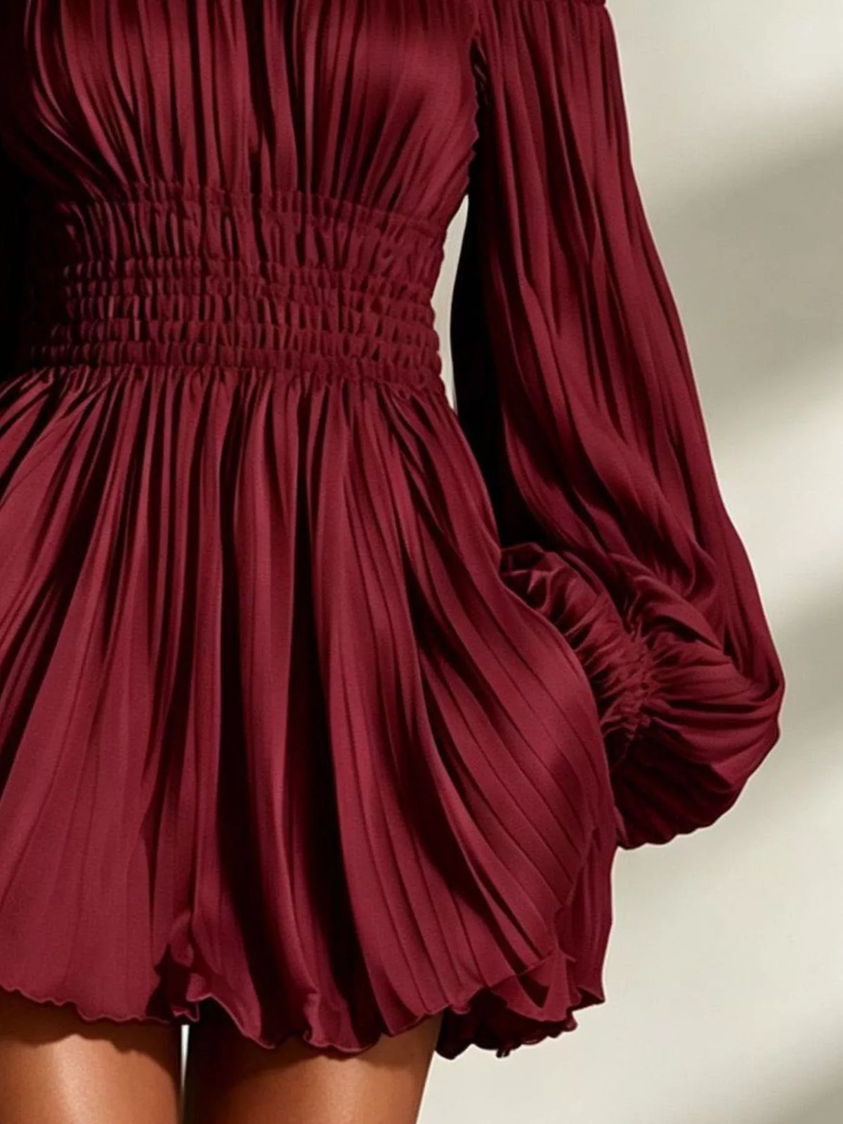 Off-Shoulder Pleated Mini Dress - alternate view 15