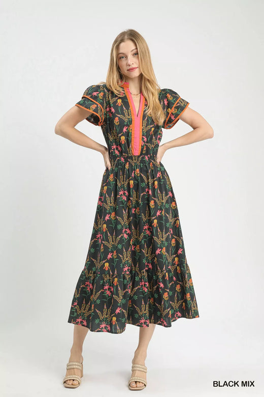 Mix Floral Midi Dress - alternate view 4