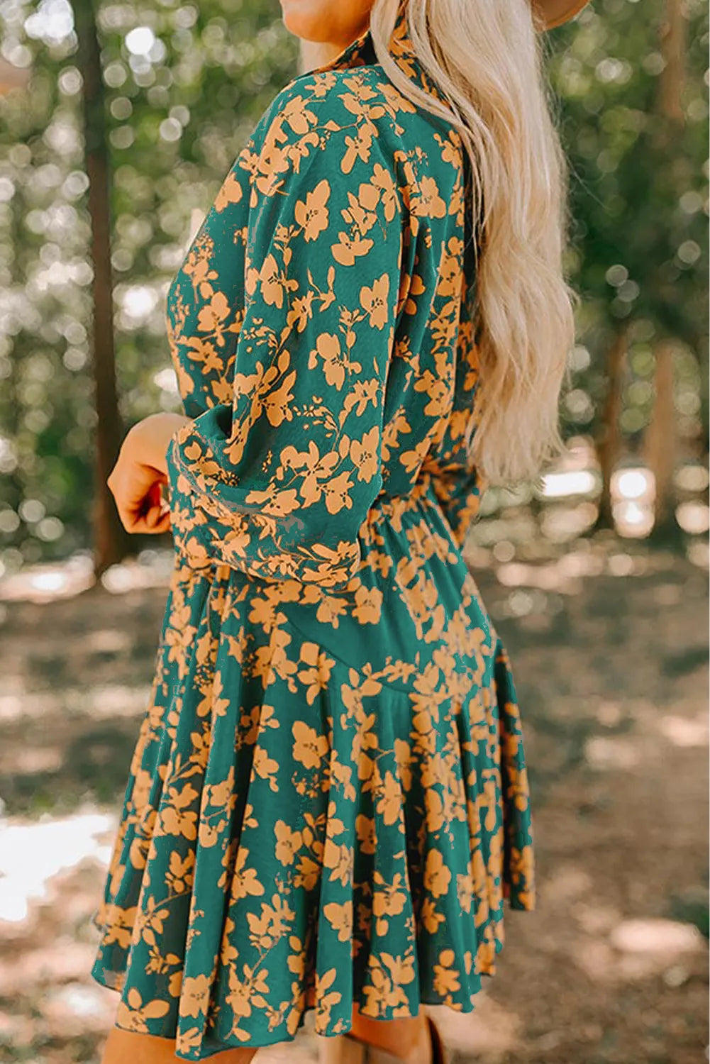 Printed Three-Quarter Sleeve Mini Dress - alternate view 2