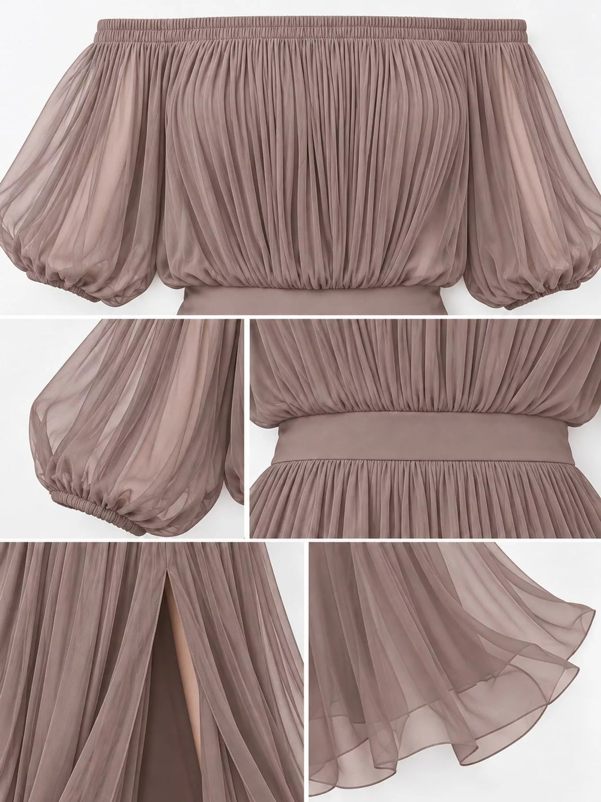 Full Size Off-Shoulder Ruched Chiffon Maxi Dress Plus Size - alternate view 20