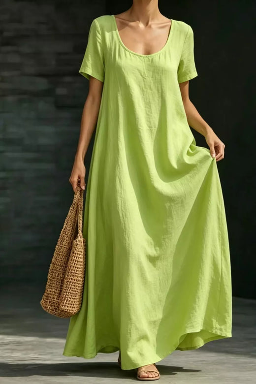 Full Size Casual Loose Short Sleeve Maxi Dress - alternate view 3