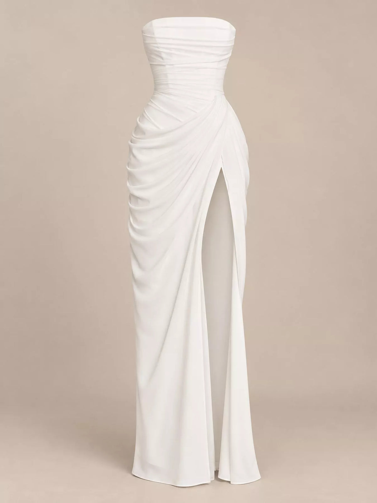 Elegant Strapless Ruched High-Slit Evening Dress - alternate view 13