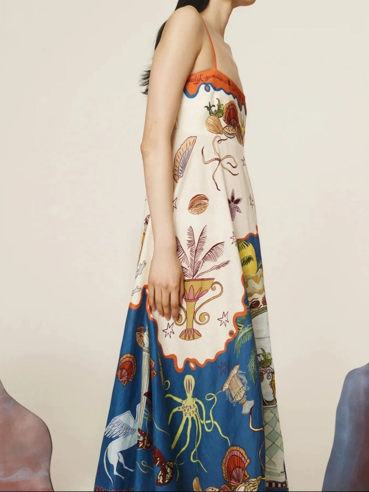 Printed Square Neck Maxi Cami Dress - alternate view 7