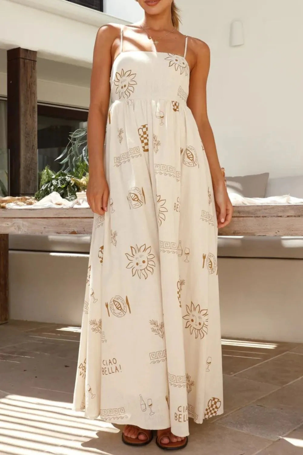 Printed Square Neck Sleeveless Maxi Cami Dress - alternate view 5