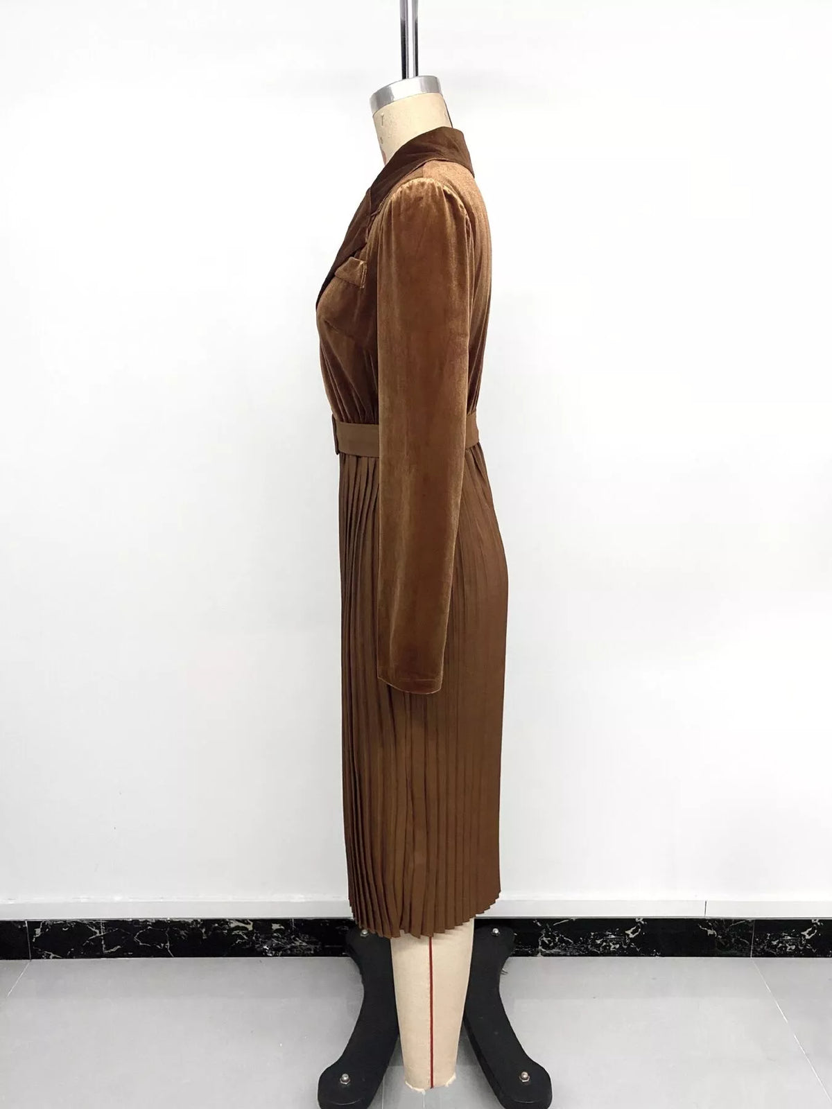Velvet Pleated Midi Blazer Dress - alternate view 17