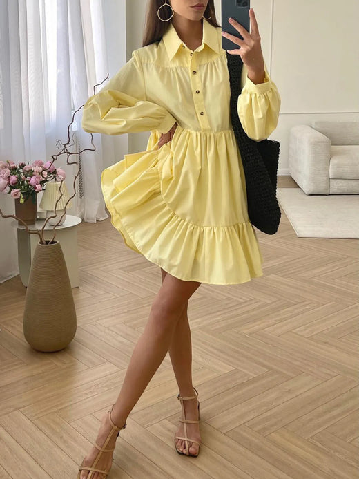 Tiered Long Sleeve Shirt Dress - alternate view 5