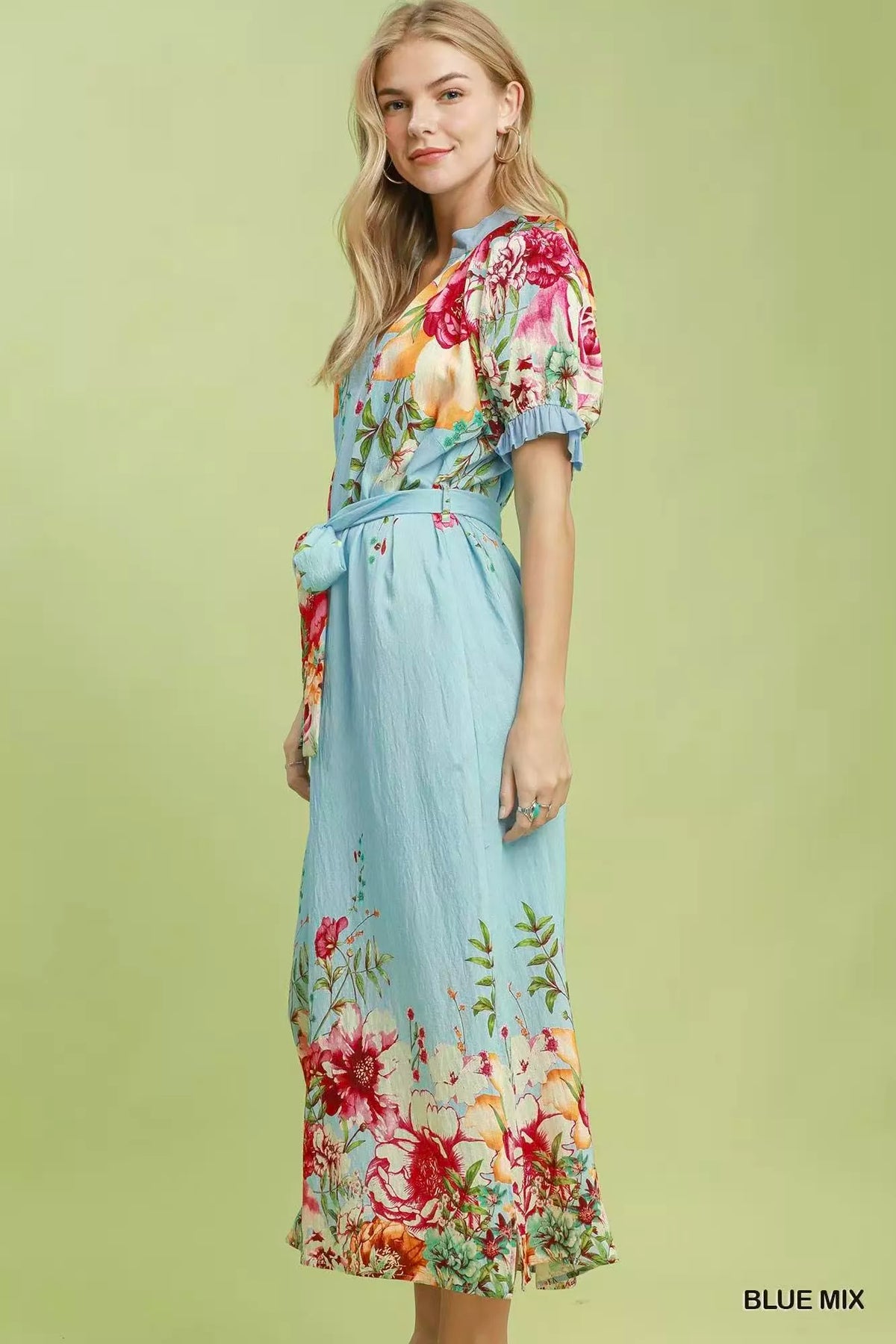 Mix Floral Border Print Midi Dress - alternate view 5