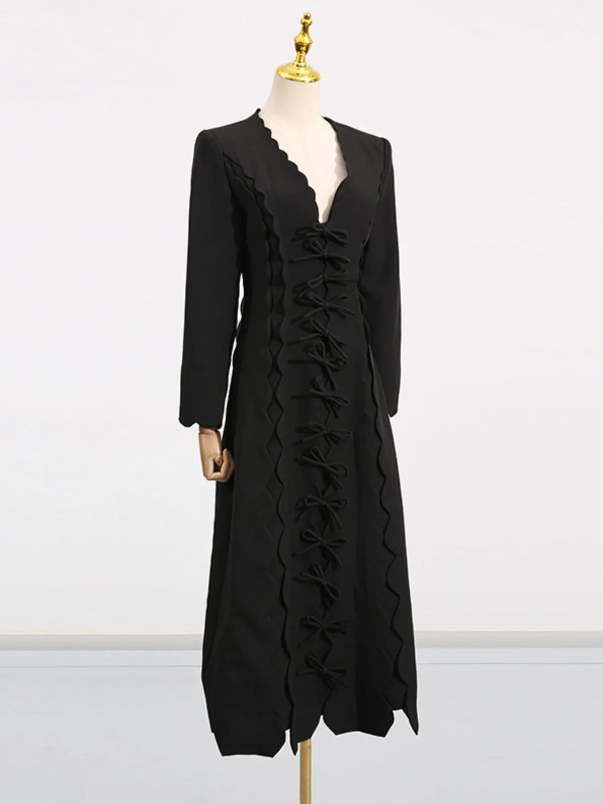 Long Sleeve Bow Front Midi Dress - alternate view 11