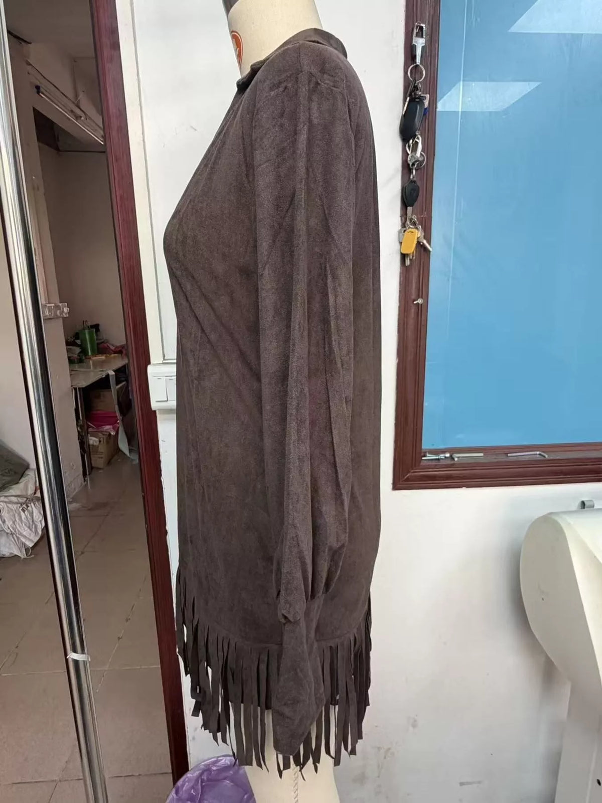 Fringed Lantern Sleeve Dress - alternate view 4