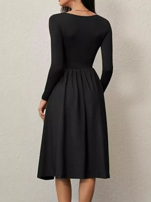 Square Neck Long Sleeve Midi Dress - alternate view 6