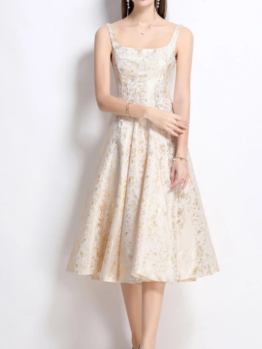 Floral A-Line Sleeveless Midi Dress - alternate view 3
