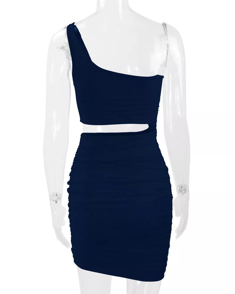 One-Shoulder Cutout Ruched Bodycon Mini Dress - alternate view 51