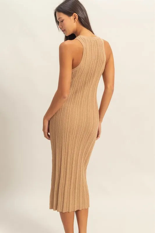 HYFVE Round Neck Bodycon Ribbed Knit Dress - alternate view 4