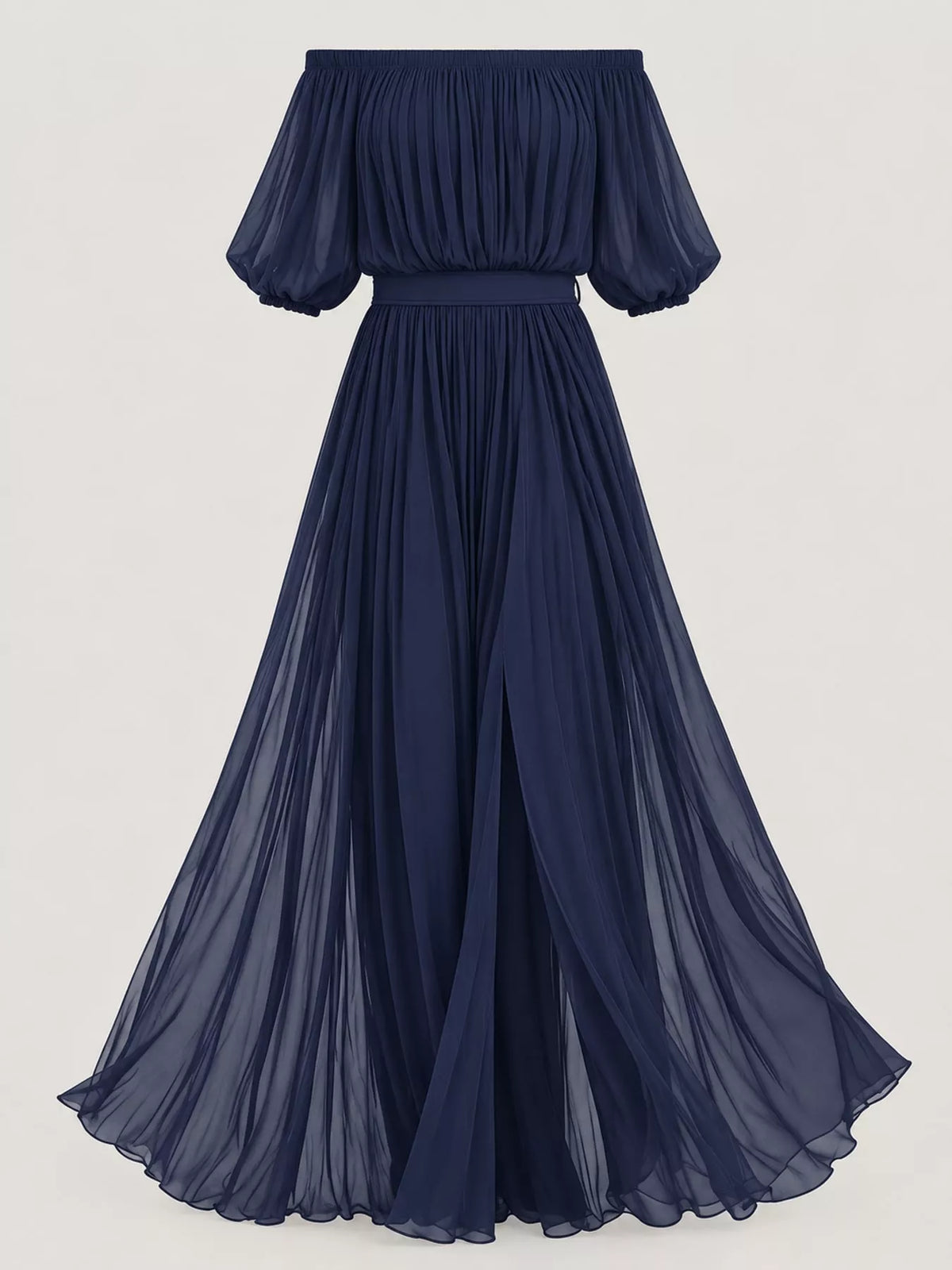 Full Size Off-Shoulder Ruched Chiffon Maxi Dress Plus Size - alternate view 9