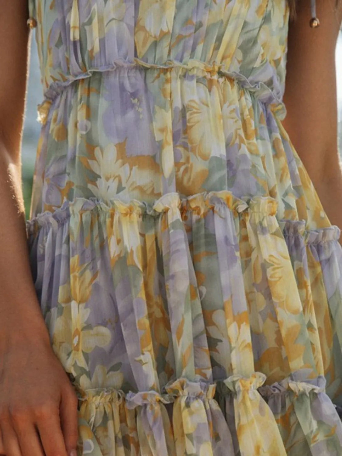 Frill Printed Square Neck Mini Cami Dress - alternate view 10