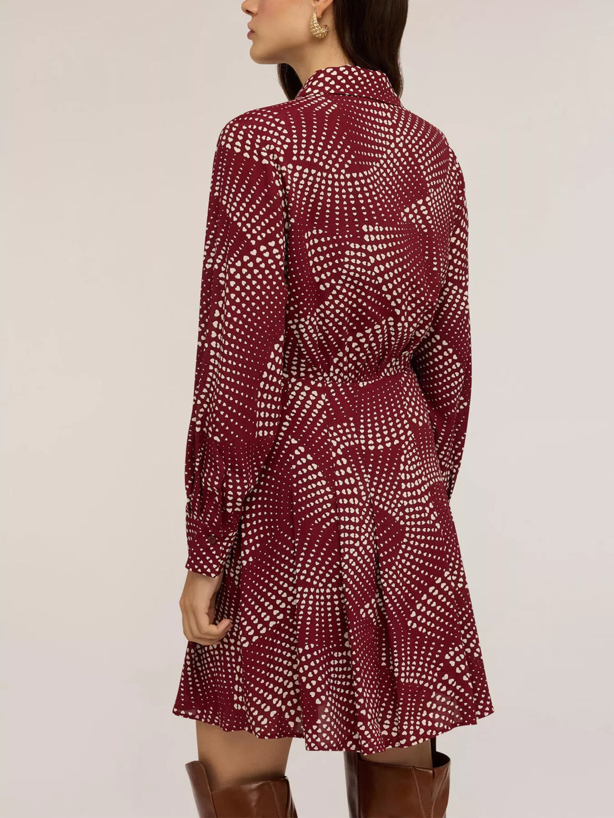 Printed Long Sleeve Mini Shirt Dress - alternate view 4