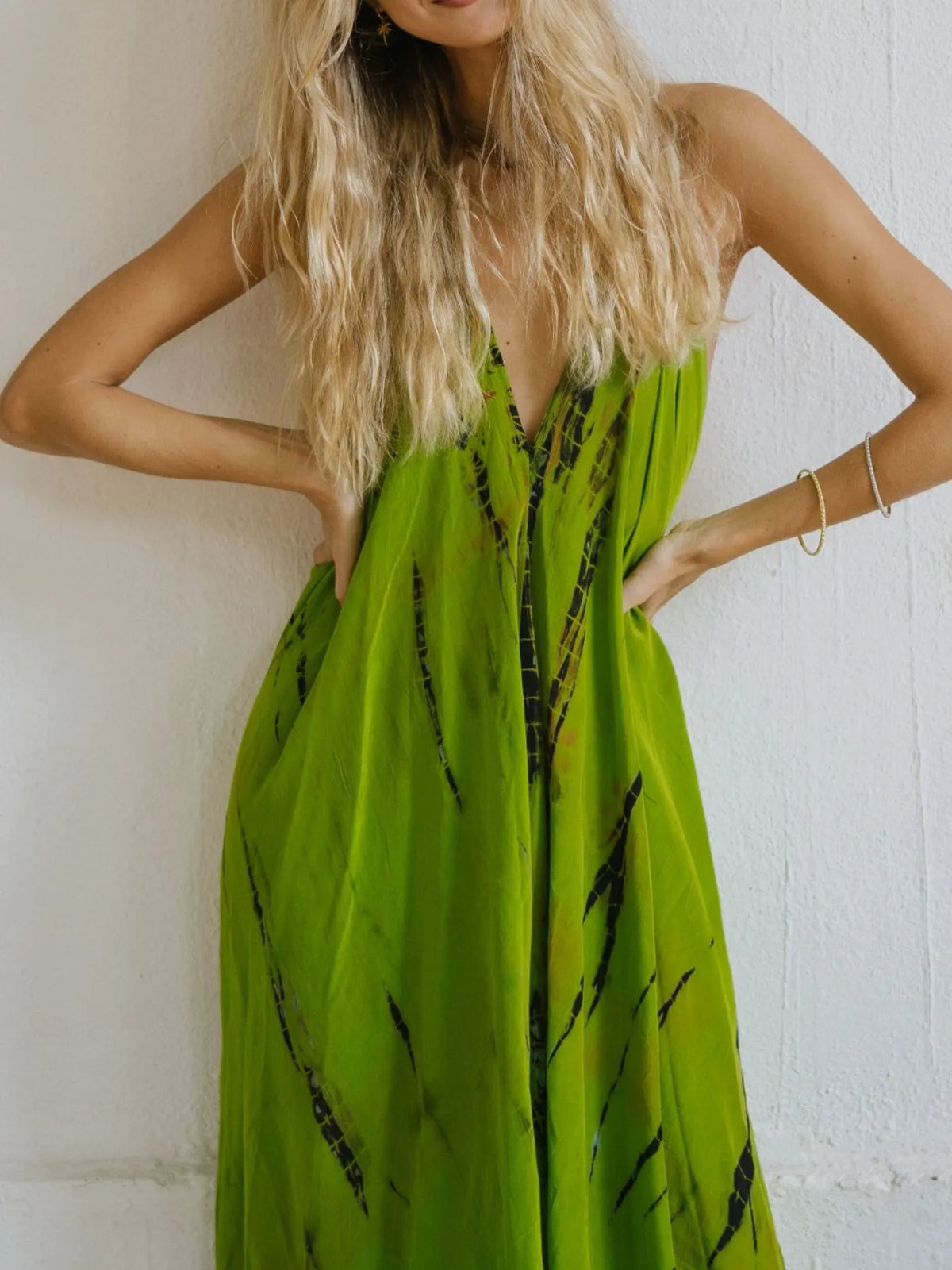 Asymmetrical Hem Printed Halter Neck Dress - alternate view 15