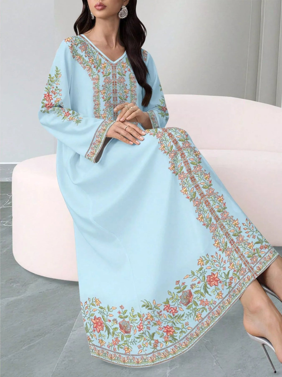 Floral Long Sleeve Maxi Dress - alternate view 9