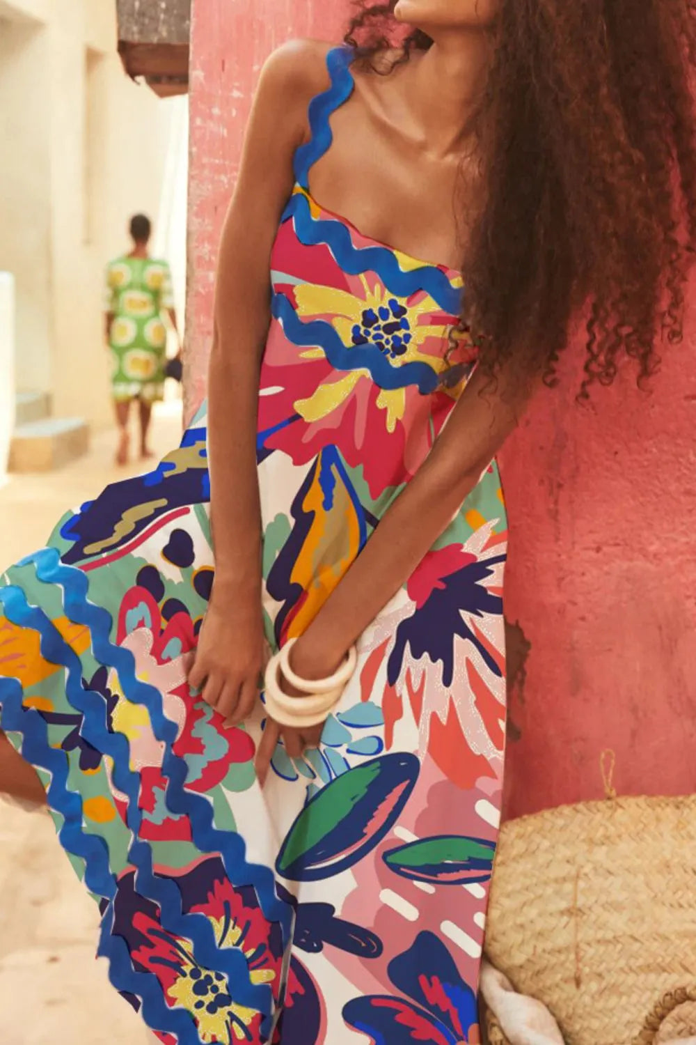 Printed Square Neck Wide Strap Dress - alternate view 6