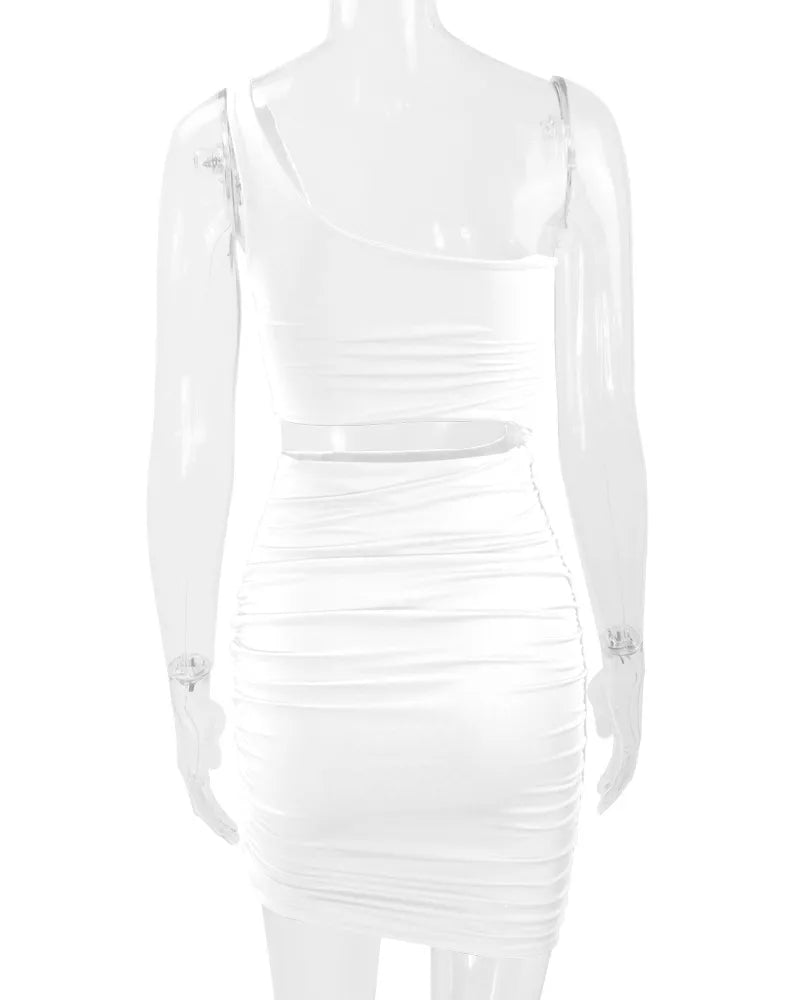 One-Shoulder Cutout Ruched Bodycon Mini Dress - alternate view 13