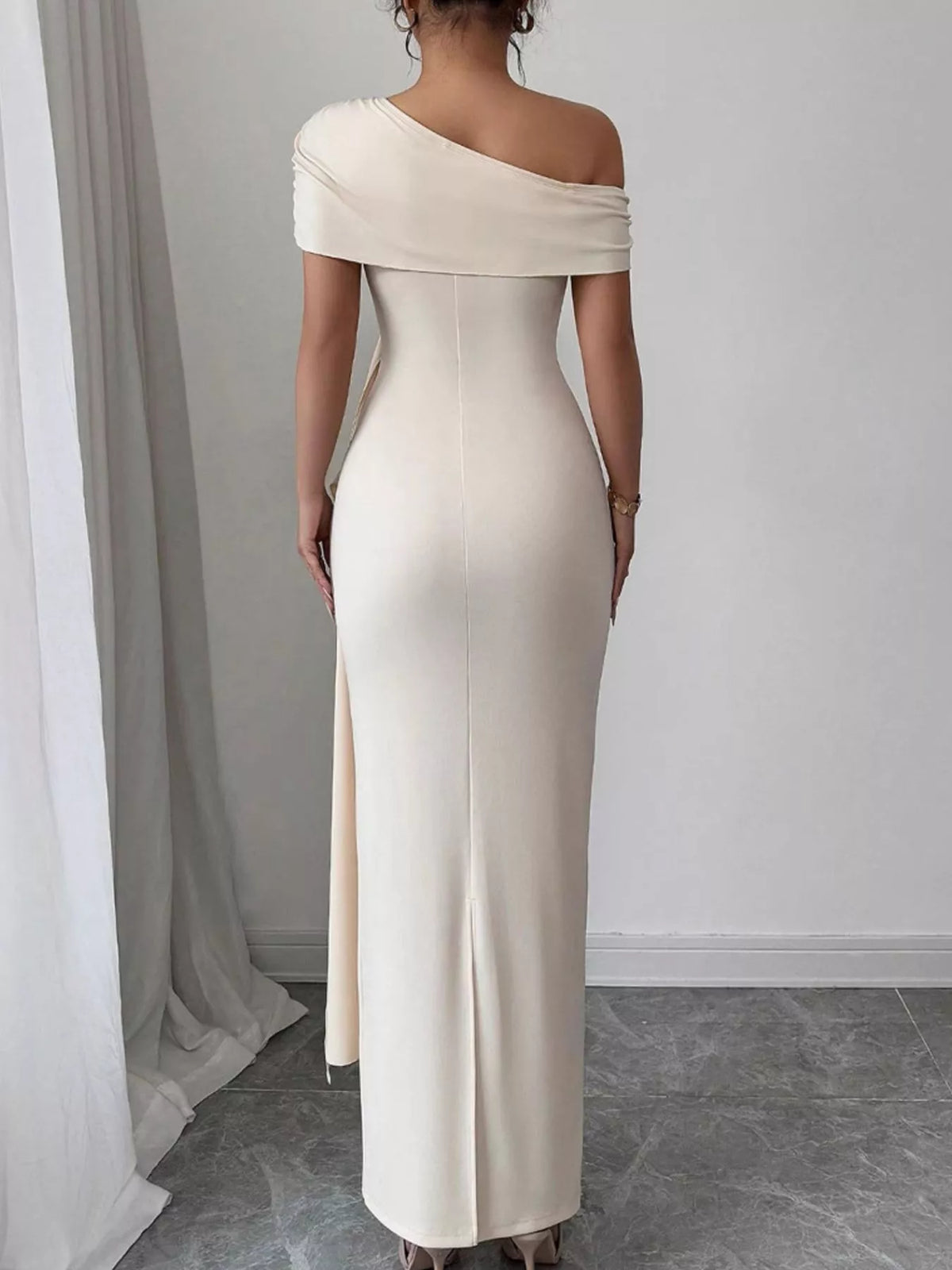 One-Shoulder Ruched Maxi Dress - alternate view 2