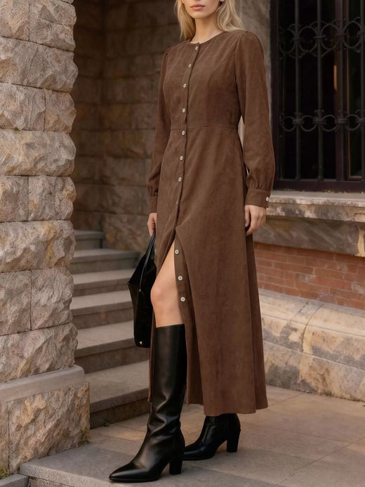 Corduroy Button-Down Maxi Dress - alternate view 4