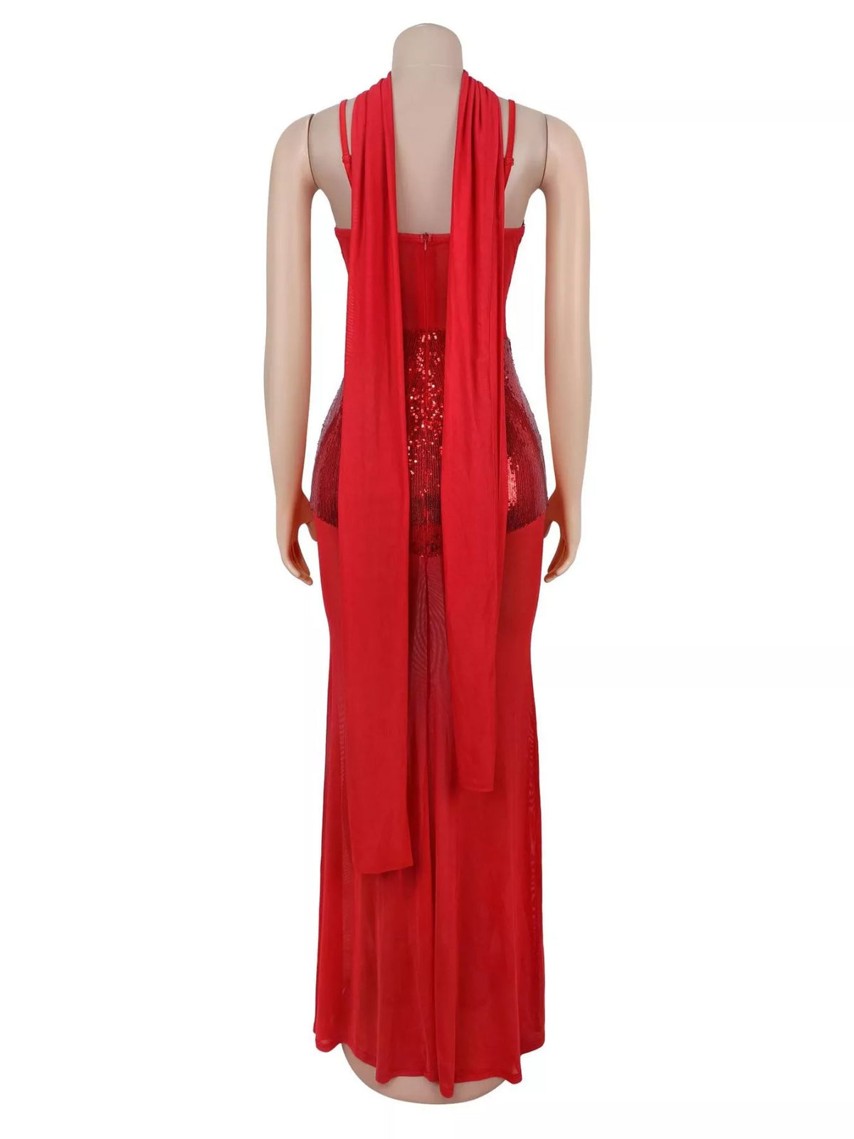 Sequin V-Neck Sheer Mesh Sleeveless Maxi Dress - alternate view 8