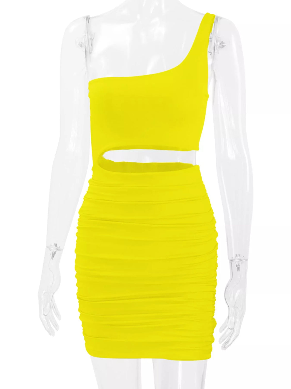 One-Shoulder Cutout Ruched Bodycon Mini Dress - alternate view 86