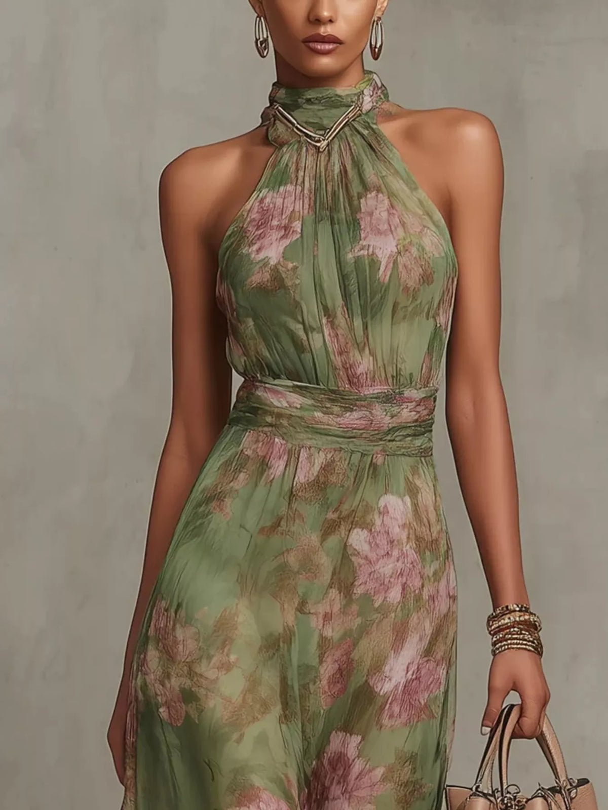 Floral Print Sleeveless Maxi Dress - alternate view 2