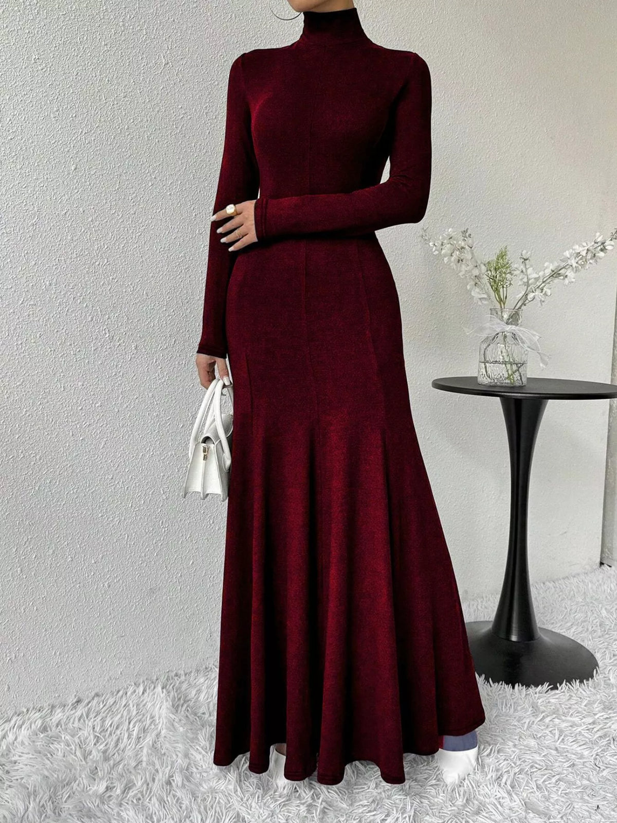 Turtleneck Long Sleeve Maxi Mermaid Dress - alternate view 6