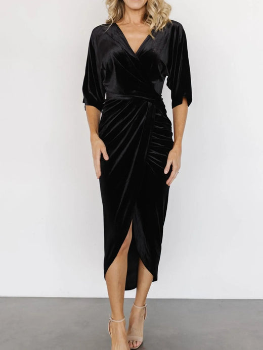 Ruched Surplice Half Sleeve Dress - alternate view 5