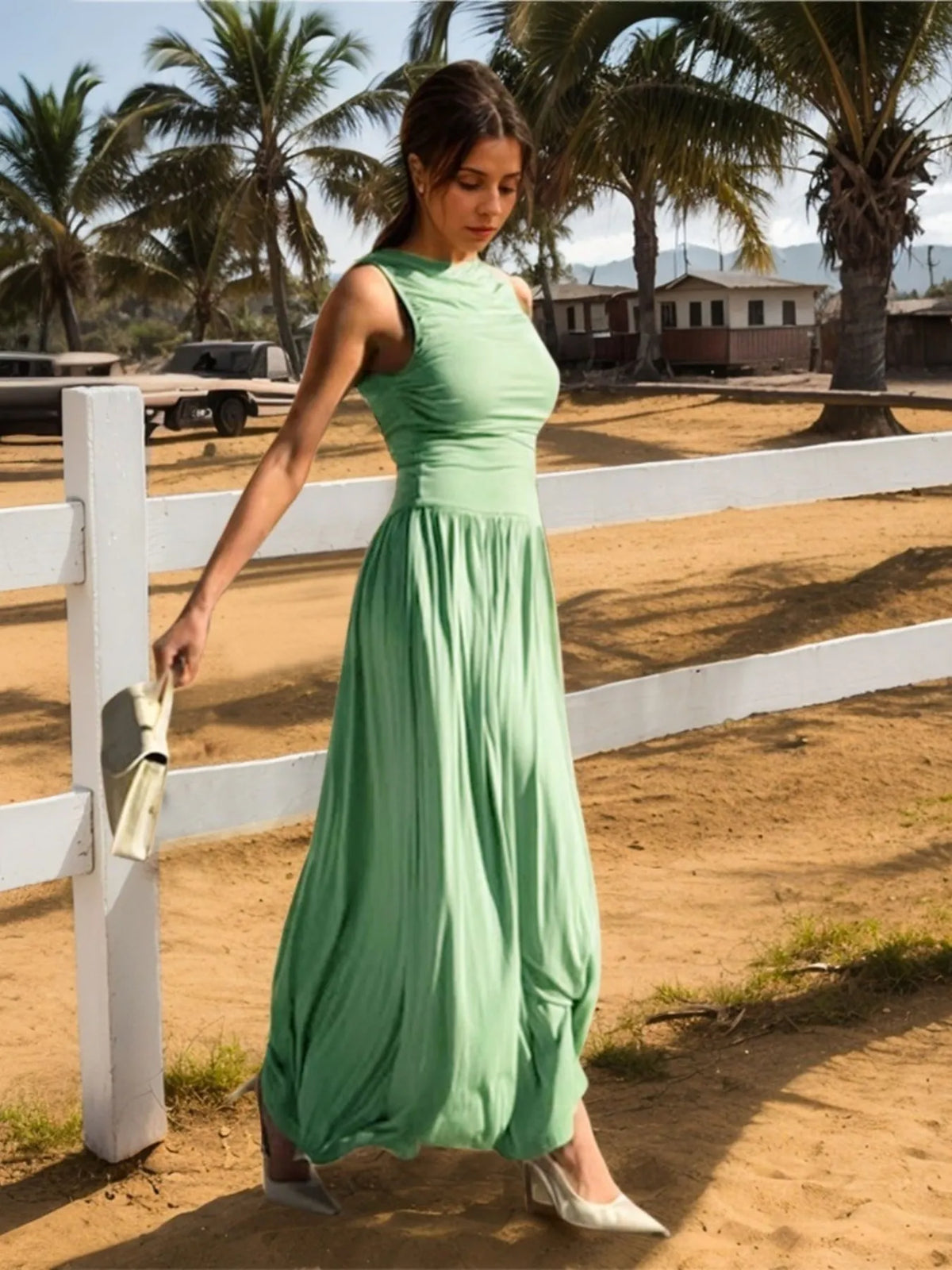 Ruched Sleeveless Maxi Dress - alternate view 5
