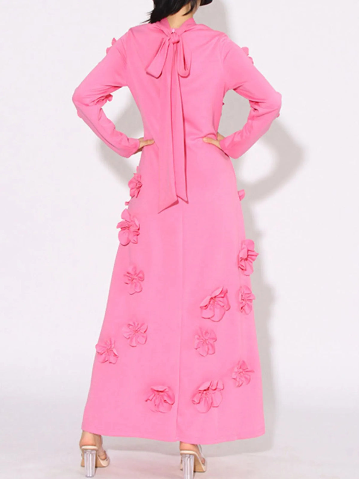 Floral Applique Long Sleeve Maxi Dress - alternate view 6