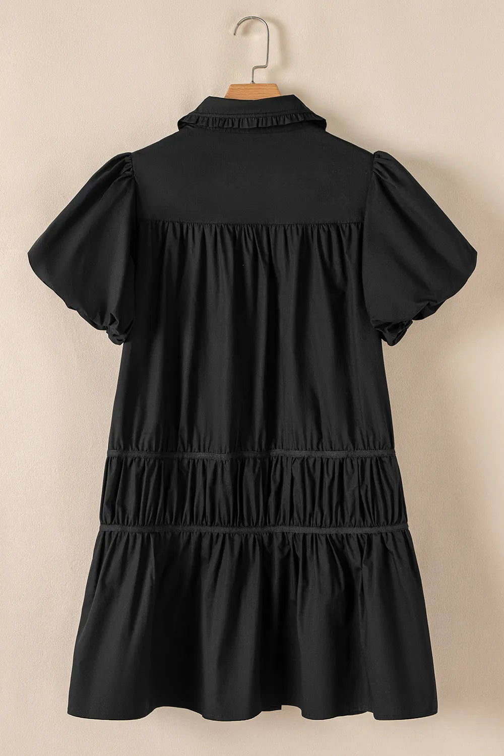 Button Down Puff Sleeve Ruffle Hem Dress - alternate view 8