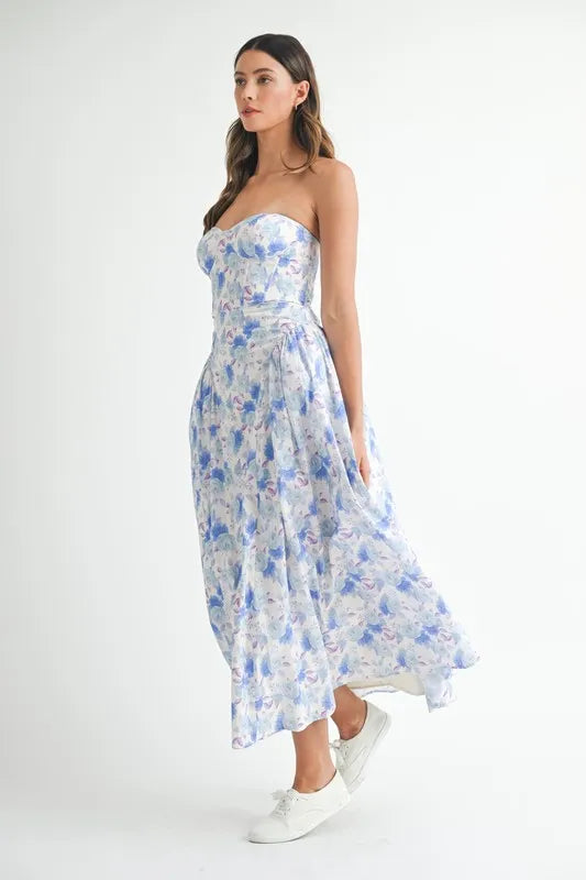 MABLE Sweetheart Neckline Floral Printed Midi Dress - alternate view 5
