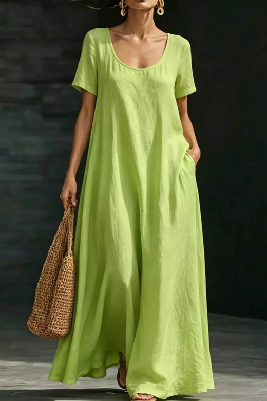 Full Size Casual Loose Short Sleeve Maxi Dress