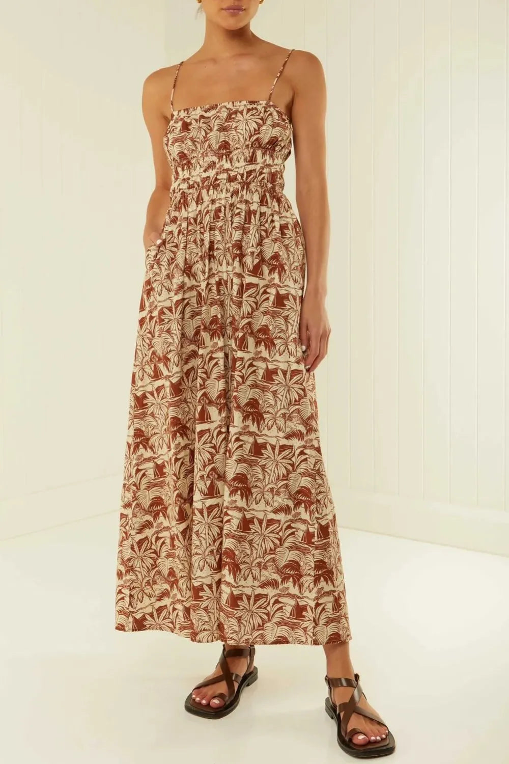 Printed Square Neck Cami Sleeveless Dress