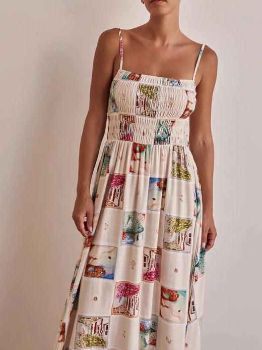 Smocked Square Neck Cami Dress - alternate view 2