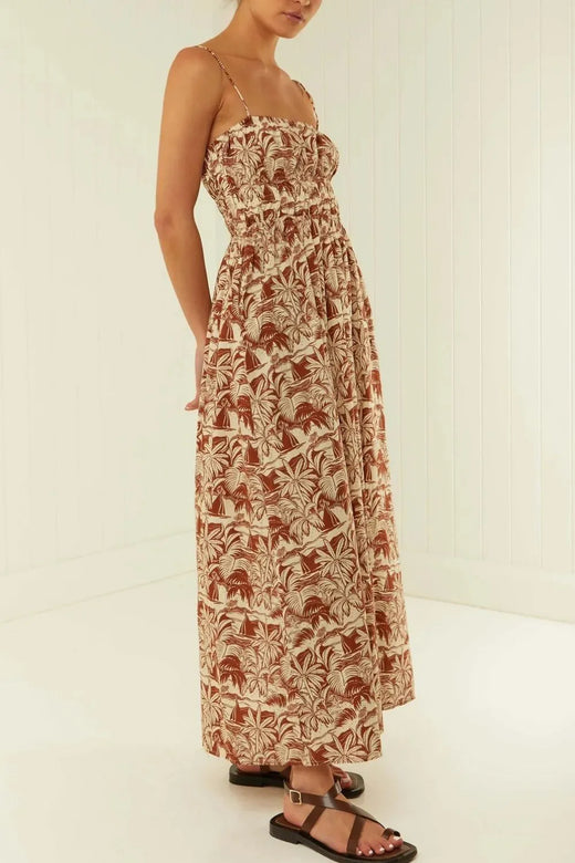 Printed Square Neck Cami Sleeveless Dress - alternate view 5