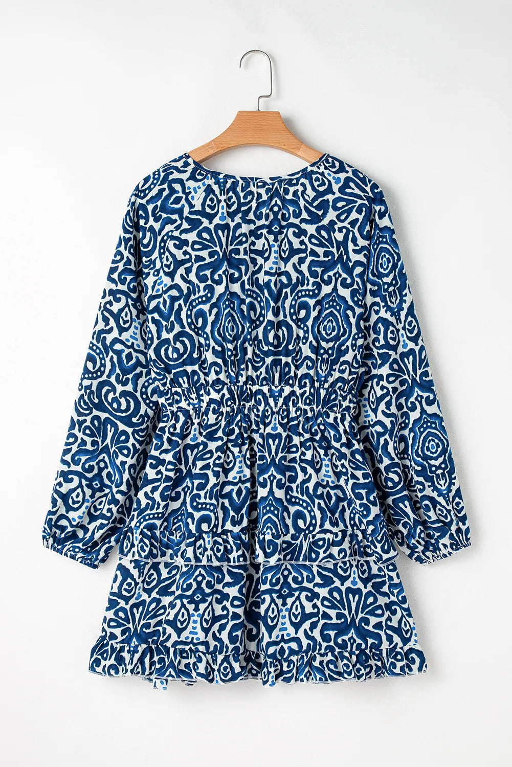 Printed Tie Neck Long Sleeve Dress - alternate view 3