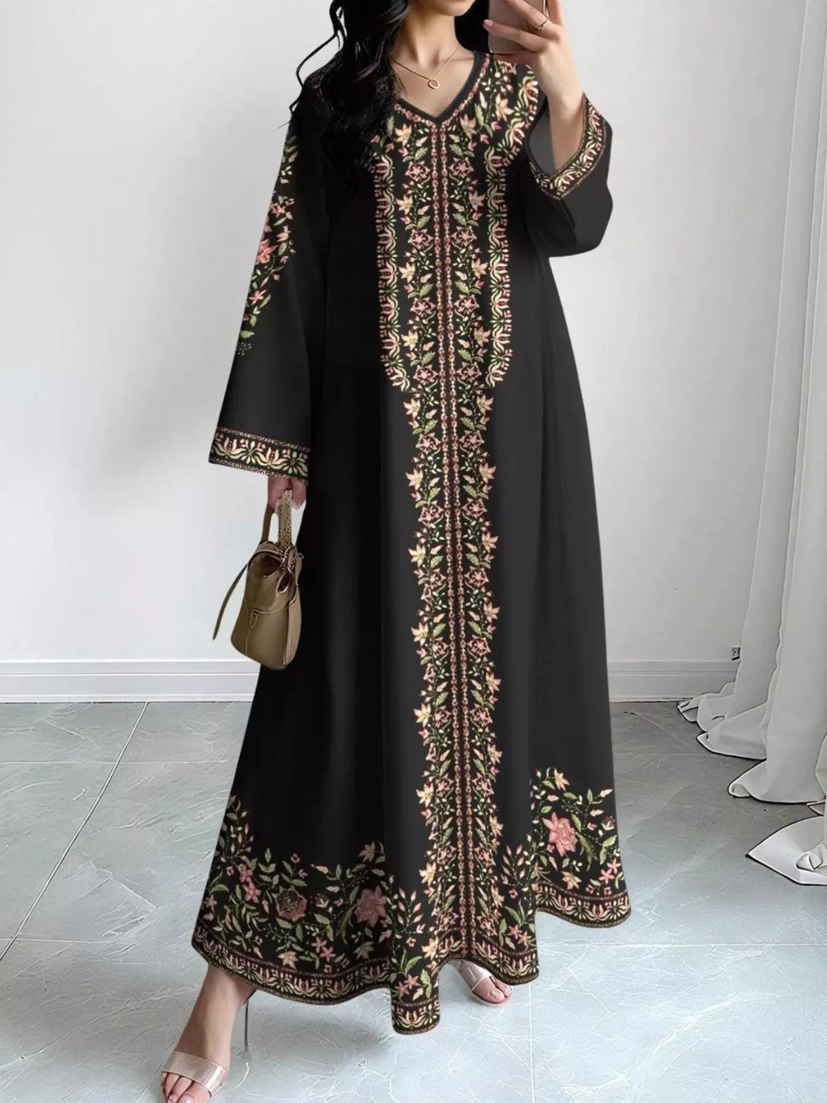 Floral Long Sleeve Maxi Dress - alternate view 5