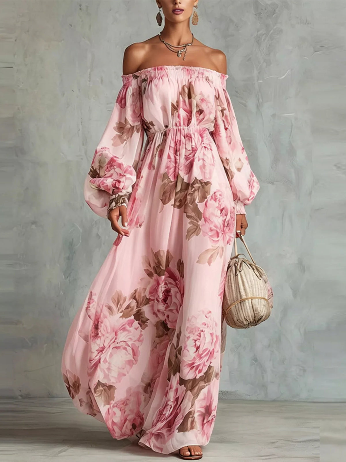 Floral Off Shoulder Maxi Dress - alternate view 7