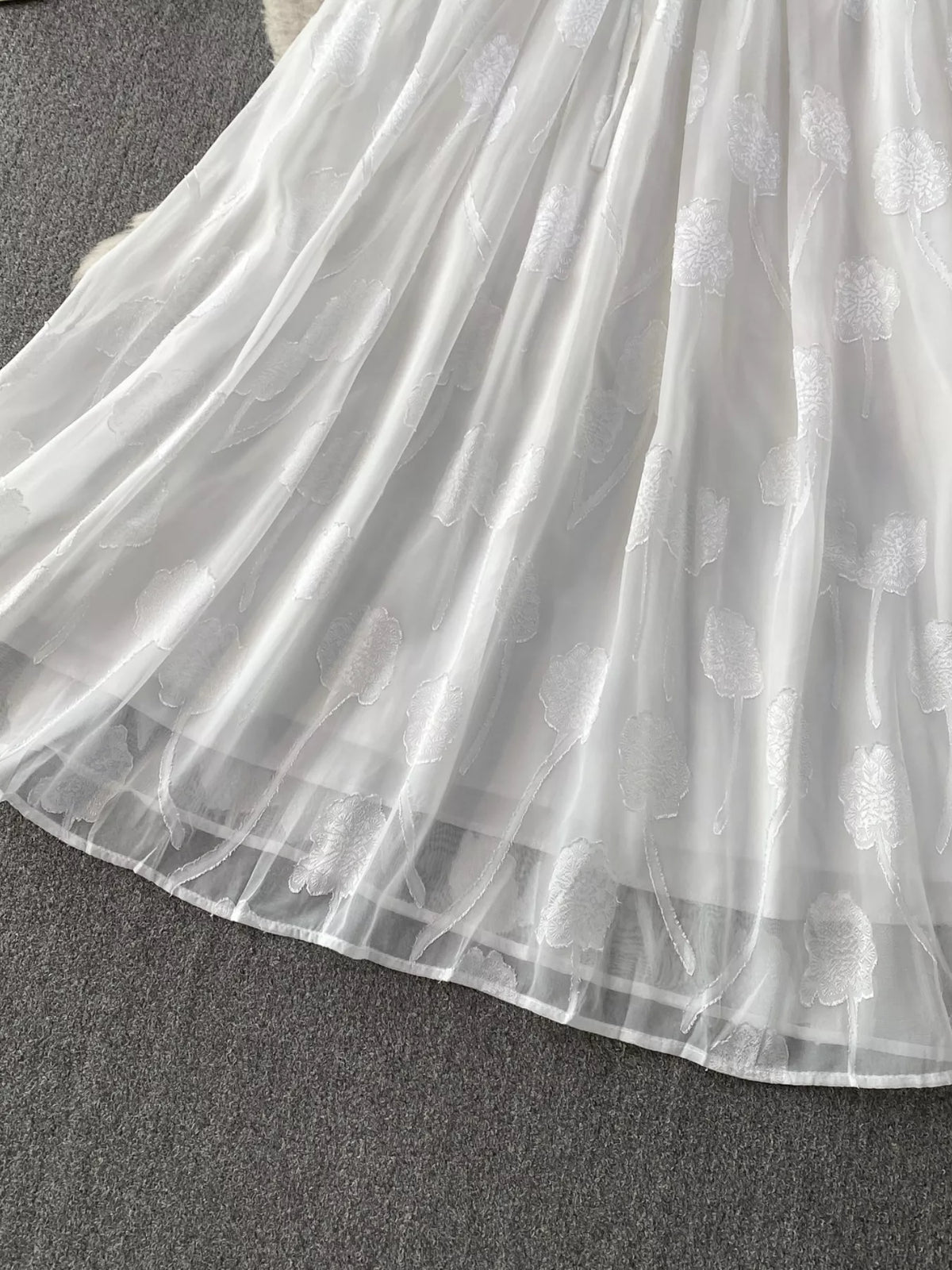 Button Front Puff Sleeve Chiffon Dress - alternate view 12