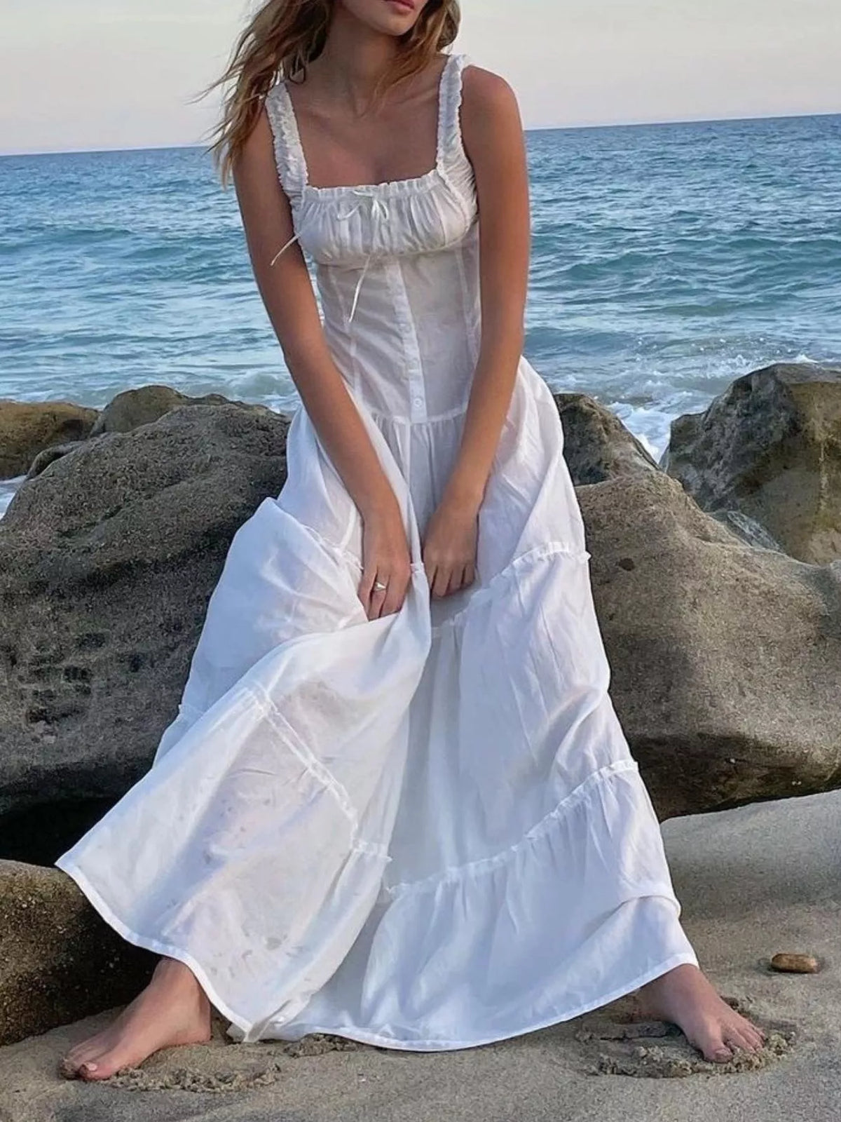 Ruffled Square Neck Tiered Maxi Dress - alternate view 2