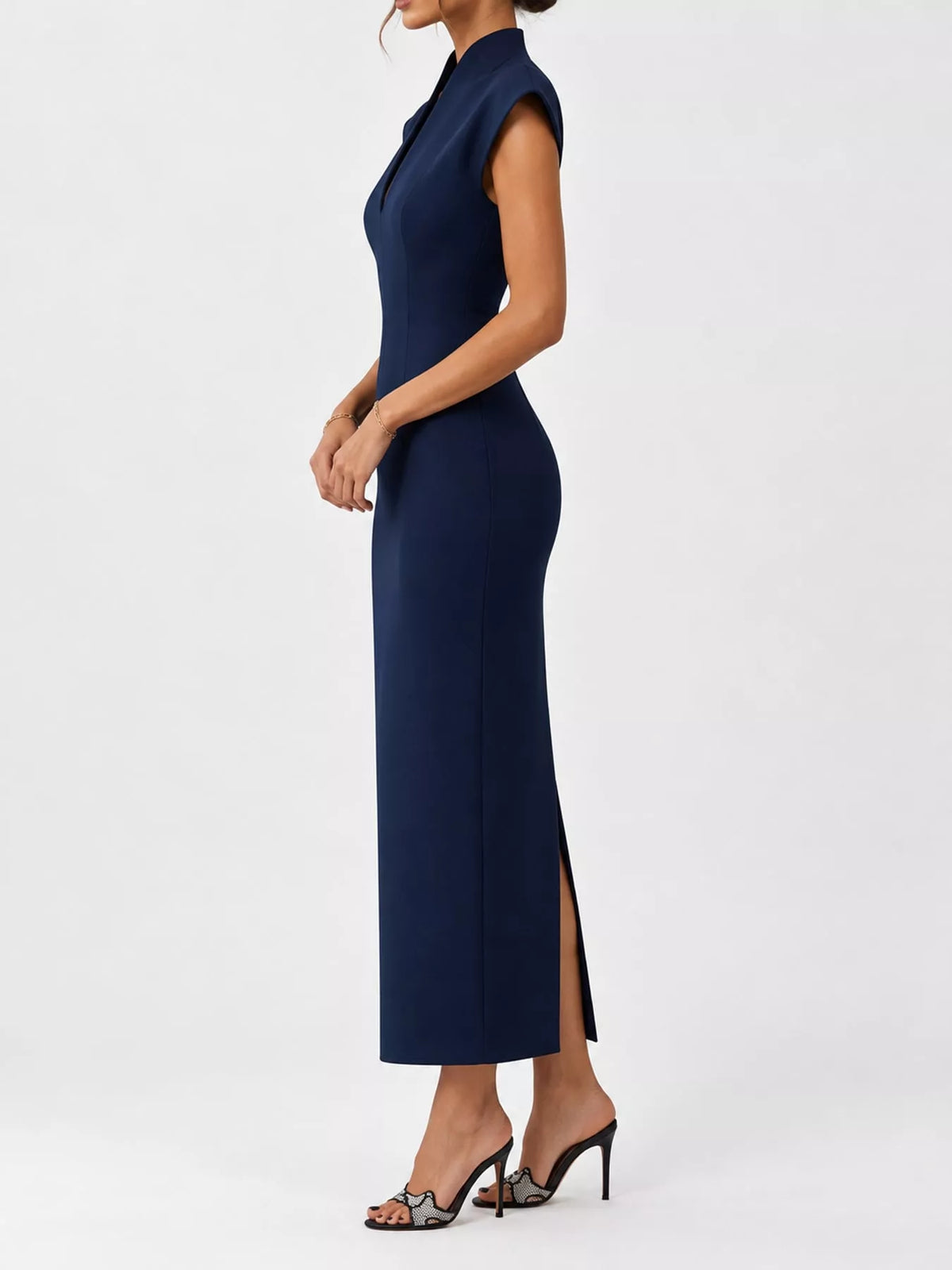 Slit Sleeveless Bodycon Midi Dress - alternate view 28