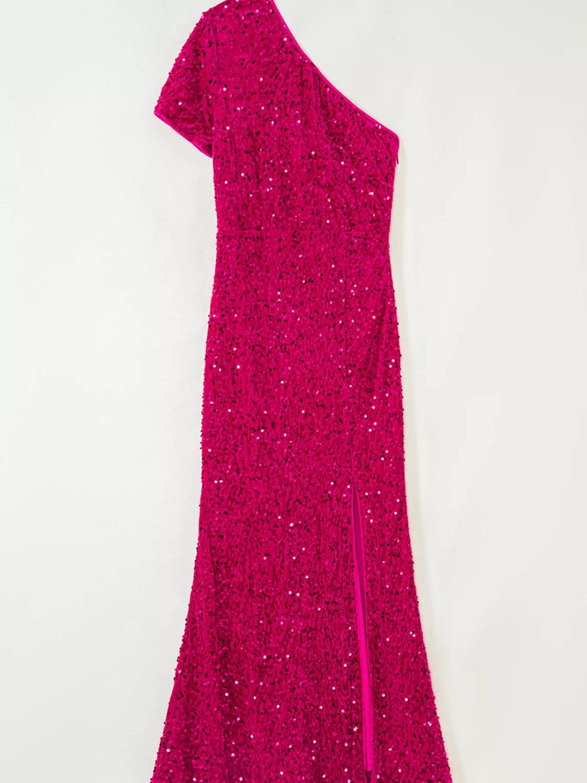 Sequin One-Shoulder Dress with High Slit - alternate view 3