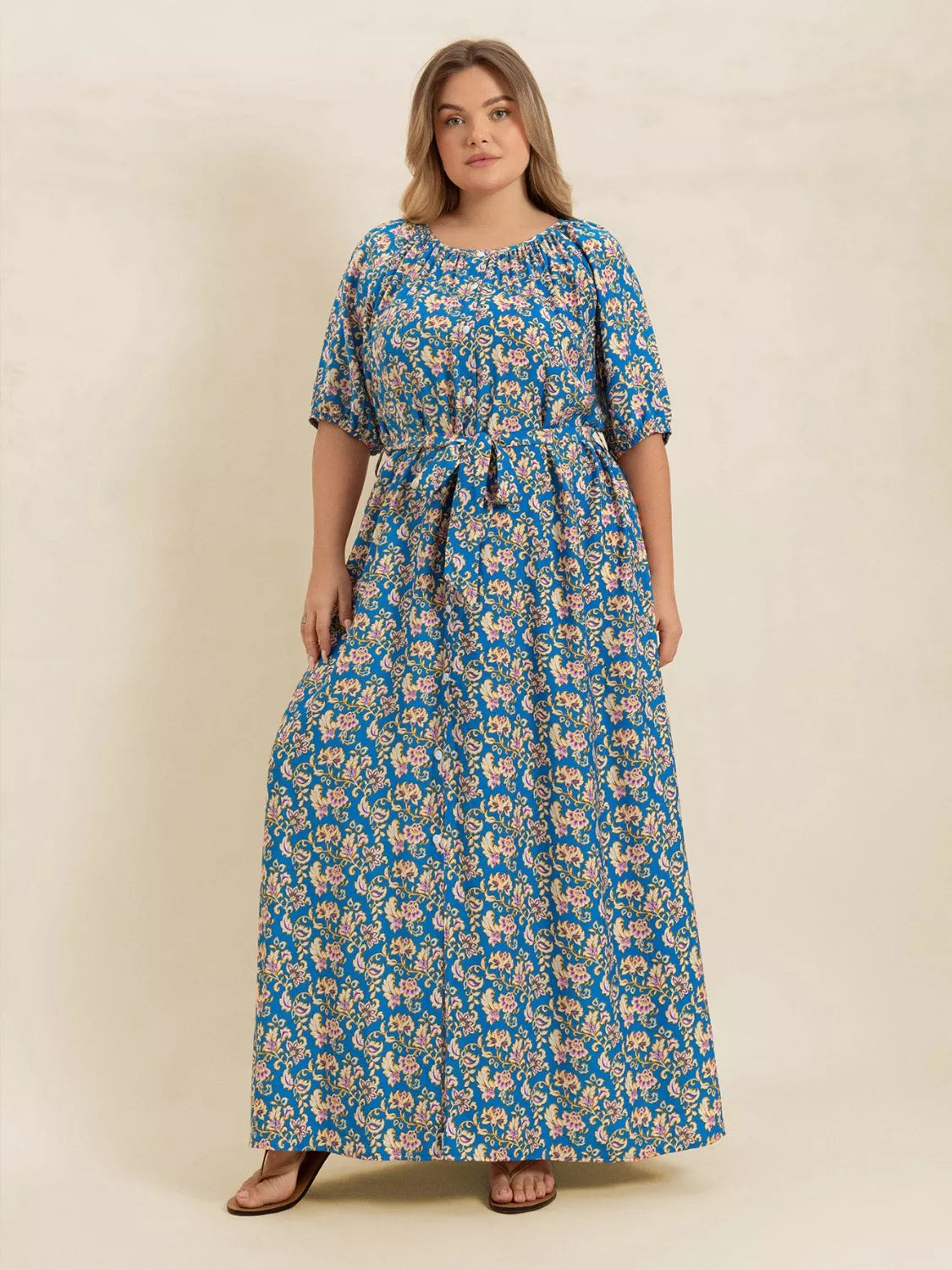 Floral Print Maxi Dress with Side Slit - alternate view 6