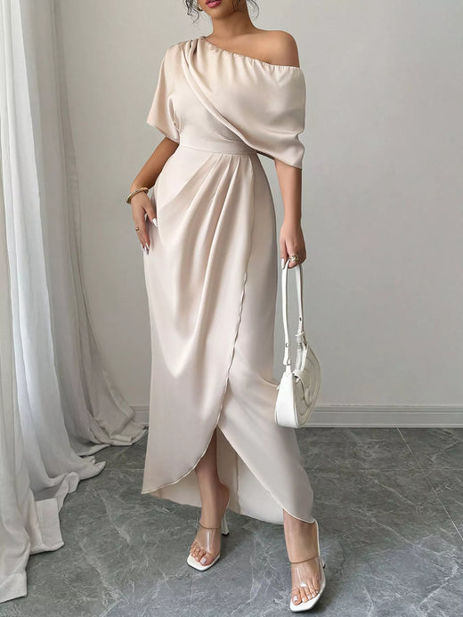 One-Shoulder Satin Maxi Dress - alternate view 3
